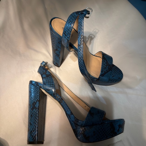 Call It Spring Blue Patterned Heels - Picture 2 of 2